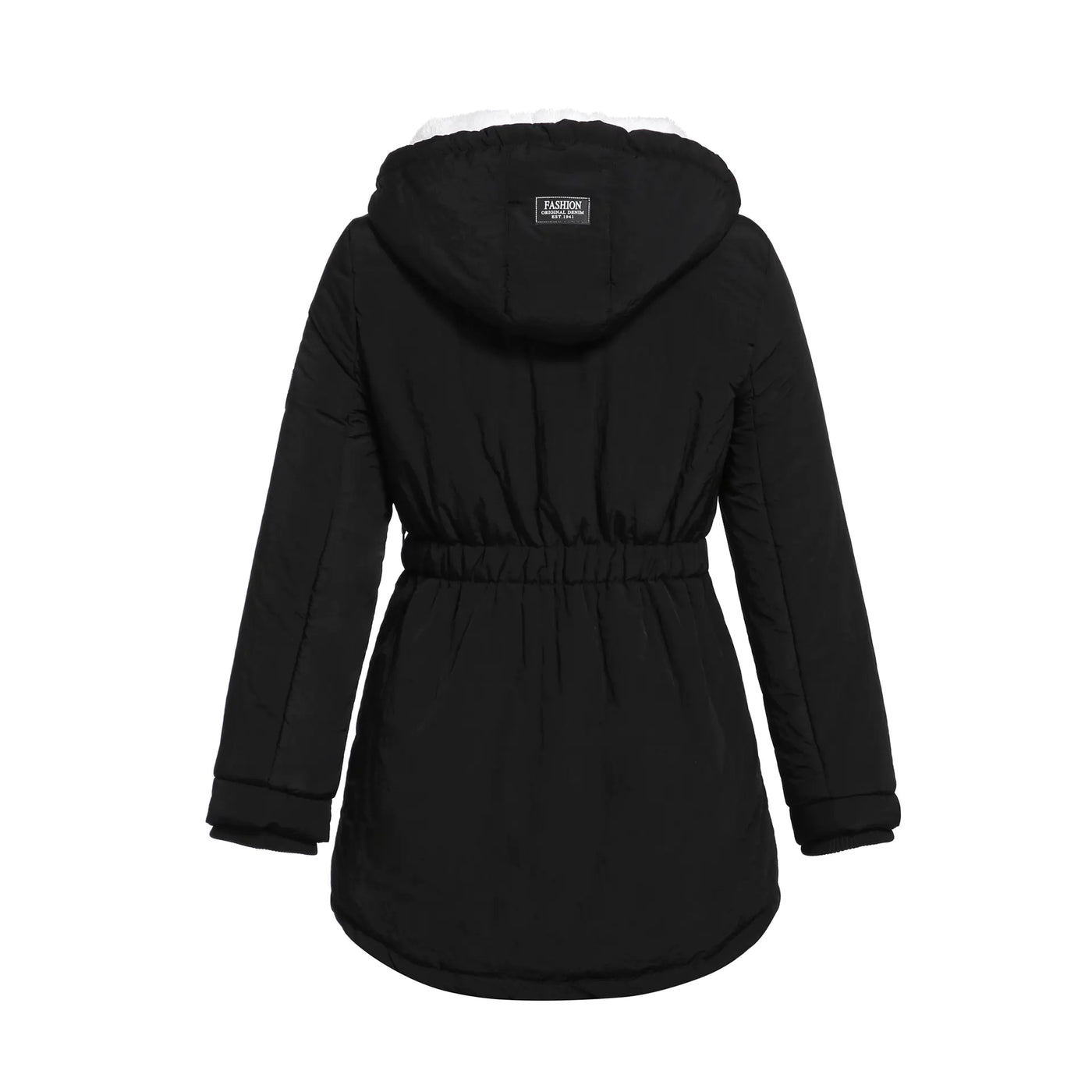 Thickened Cotton Jacket for Women - Black Hooded Coat