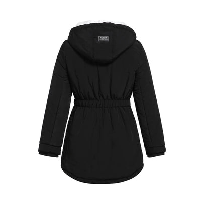 Thickened Cotton Jacket for Women - Black Hooded Coat