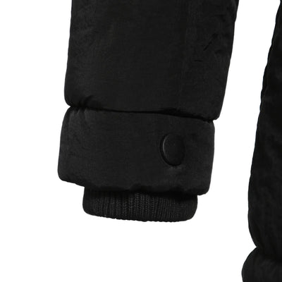 Thickened Cotton Jacket for Women - Black Hooded Coat